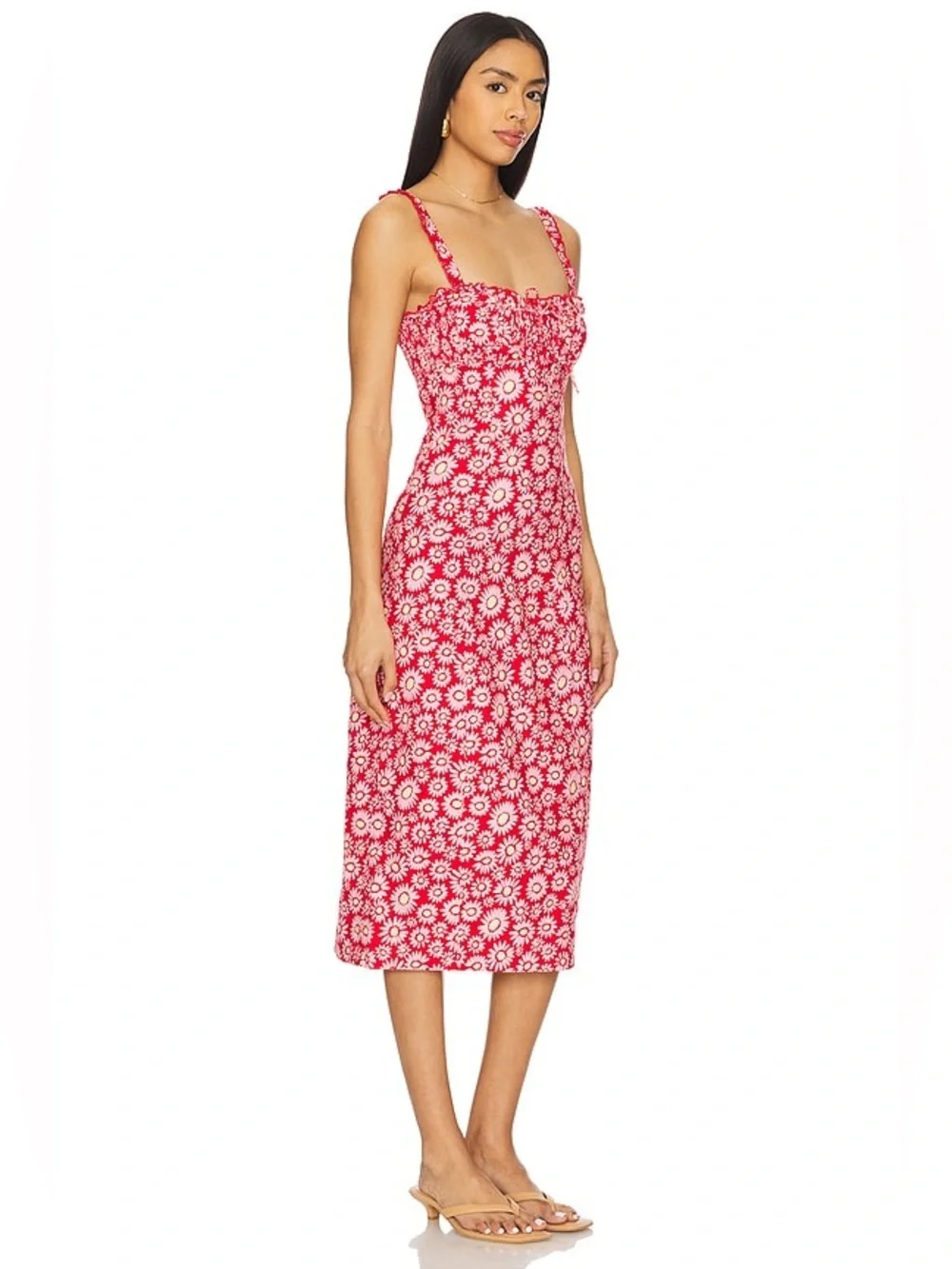 Free People Lucinda Tomato Daisy Floral Corset Dress NWT Size S $148